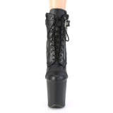 kunstl�r 20 cm FLAMINGO-800-05 plat� ankel boots med sn�ring i svart