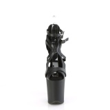 kunstl�r 20 cm FLAMINGO-877 svarte pleaser h�yh�lte sko med plat�