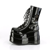 lakkl�r 11,5 cm BEAR-265 emo dobbel plat� ankelst�vletter - dame plat�sboots med lisser