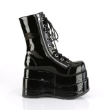lakkl�r 11,5 cm BEAR-265 emo dobbel plat� ankelst�vletter - dame plat�sboots med lisser