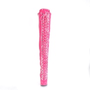 lakklær 13 cm SEDUCE-3024 pink lårhøye støvletter til menn