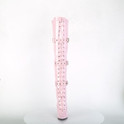 lakklær 13 cm SEDUCE-3028 rosa lårhøye støvler med snøring