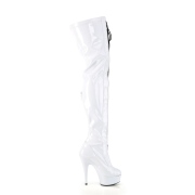lakklær 15 cm DELIGHT-3027 hvite lårhøye støvler med snøring