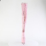 lakkl�r 15 cm DELIGHT-3063 rosa l�rh�ye st�vler med sn�ring