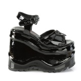 lakkl�r 15 cm DemoniaCult WAVE-09 lolita plat� sandaler med kileh�ler