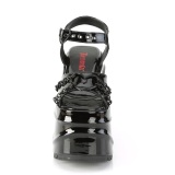 lakkl�r 15 cm DemoniaCult WAVE-09 lolita plat� sandaler med kileh�ler