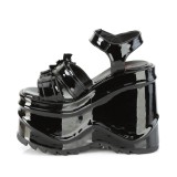 lakkl�r 15 cm DemoniaCult WAVE-13 lolita plat� sandaler med kileh�ler