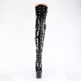 lakkl�r 18 cm ADORE-3022 svarte l�rh�ye st�vler med sn�ring