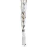 lakkl�r 18 cm ADORE-3063 hvite l�rh�ye st�vler med sn�ring
