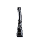 lakkl�r 18 cm herre kneh�ye st�vler cyberpunk st�vler ekstrem plat� svart