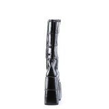 lakkl�r 18 cm herre kneh�ye st�vler cyberpunk st�vler ekstrem plat� svart