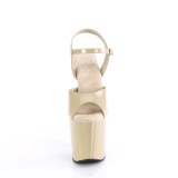 lakkl�r 19 cm ENCHANT-709 beige pleaser h�yh�lte sko med plat�
