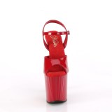 lakkl�r 19 cm ENCHANT-709 r�de pleaser h�yh�lte sko med plat�