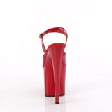 lakklær 19 cm ENCHANT-709 røde pleaser høyhælte sko med platå
