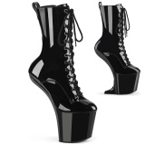 lakklær 20 cm CRAZE-1040 heelless ankle boots pony heels svarte