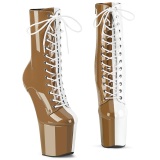 lakklær 20 cm CRAZE-1040TT heelless ankle boots pony heels brun