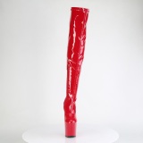 lakkl�r 20 cm CRAZE-3000 Heelless overknee plat�st�vler pony heels r�de