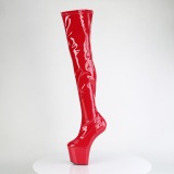 lakkl�r 20 cm CRAZE-3000 Heelless overknee plat�st�vler pony heels r�de
