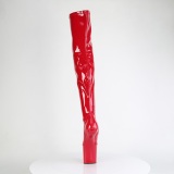 lakkl�r 20 cm CRAZE-3000 Heelless overknee plat�st�vler pony heels r�de