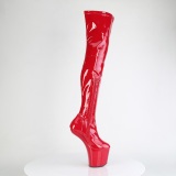 lakkl�r 20 cm CRAZE-3000 Heelless overknee plat�st�vler pony heels r�de