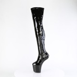 lakkl�r 20 cm CRAZE-3000 Heelless overknee plat�st�vler pony heels svarte