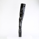 lakkl�r 20 cm CRAZE-3000 Heelless overknee plat�st�vler pony heels svarte