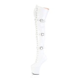 lakkl�r 20 cm CRAZE-3028 Heelless overknee plat�st�vler pony heels hvite