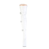 lakkl�r 20 cm CRAZE-3028 Heelless overknee plat�st�vler pony heels hvite