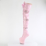 lakkl�r 20 cm CRAZE-3028 Heelless overknee plat�st�vler pony heels rosa