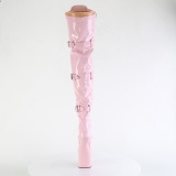 lakkl�r 20 cm CRAZE-3028 Heelless overknee plat�st�vler pony heels rosa