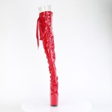 lakkl�r 20 cm CRAZE-3050 Heelless overknee plat�st�vler pony heels r�de