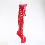 lakkl�r 20 cm CRAZE-3050 Heelless overknee plat�st�vler pony heels r�de