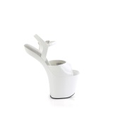 lakkl�r 20 cm CRAZE-809 heelless h�ye h�ler pony plat� hvite