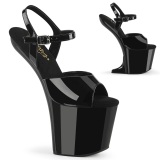 lakkl�r 20 cm CRAZE-809 heelless h�ye h�ler pony plat� svarte