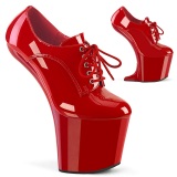 lakklær 20 cm CRAZE-860 heelless booties pony heels røde