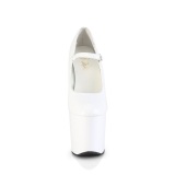 lakkl�r 20 cm CRAZE-880 heelless pumps pony heels hvite