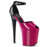 lakklær 20 cm FLAMINGO-868 pink pleaser høyhælte sko med platå