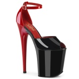 lakkl�r 20 cm FLAMINGO-868 svarte pleaser h�yh�lte sko med plat�