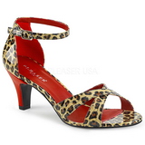 leopard kunstlær 7,5 cm DIVINE-435 store størrelser sandaler dame