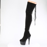 microfiber 18 cm ADORE-3063 svarte l�rh�ye st�vler med sn�ring