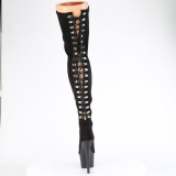 microfiber 18 cm ADORE-3063 svarte l�rh�ye st�vler med sn�ring