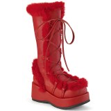 pels platåstøvler 7 cm CUBBY-311 gothic snørestøvler til kvinner røde