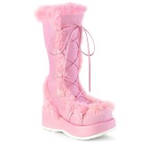 pels platåstøvler 7 cm CUBBY-311 gothic snørestøvler til kvinner rosa