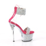 pink 18 cm SKY-327RSI pleaser h�ye h�ler med strass ankelmansjett