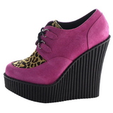 pink kunstlær CREEPER-304 wedge creepers sko med kilehæler