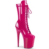 pink lakklær 20 cm FLA-1050 ekstremt ankelstøvletter høye hæler - platå støvletter