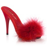 rød 13 cm POISE-501F marabou fjær høye sko mules