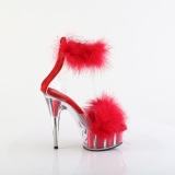 r�d 15 cm DELIGHT-624F pole dance h�yh�lte sandaler med fj�r