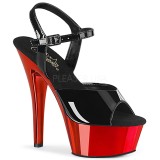 rød 15 cm Pleaser KISS-209 krom platå høye hæler sko