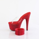 r�d 18 cm 712RS pleaser h�ye h�ler sandaler med ankelmansjett strass plat�